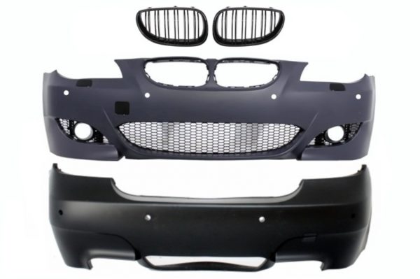 Karosserisett egnet for BMW 5-serie E60 (2003-2007) M5 Design med sentralgitter dobbelstripet piano svart |