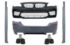 Karosserisett egnet for BMW 5-serie F10 (2011-2017) Støtfanger med sideskjørt og doble doble eksospotter Carbon Fiber M5 Design