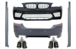 Karosserisett egnet for BMW 5-serie F10 (2011-2017) Støtfanger med sideskjørt og doble doble eksospotter Carbon Fiber M5 Design