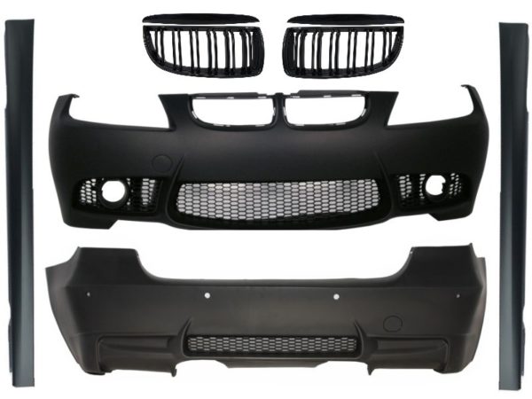 Karosserisett egnet for BMW E90 3 Series 04-08 Non-LCI M3 Design med Grill Dobbel Stripe Piano Svart