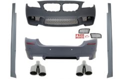 Stylingsett - BMW F10 5 Series (2011-) Støtfanger Sideskjørt + Eksoshaler Quad M5 Design