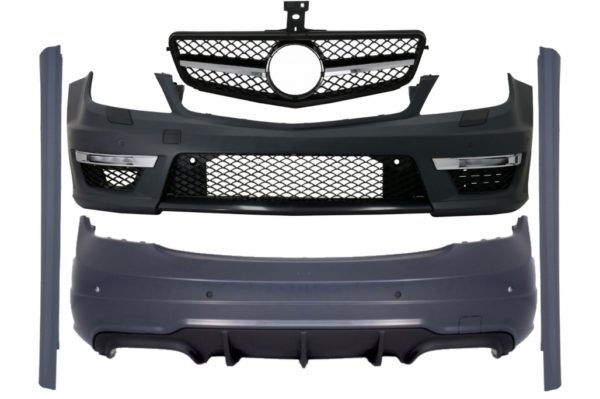 Karosserisett egnet for Mercedes C-Klasse W204 Facelift C63 Design med frontgitter Sport Black Glans |