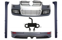 Karosserisett egnet for VW Golf 5 V (2003-2007) R32 grill i børstet aluminium med komplett eksosanlegg