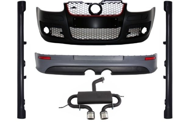 Karosserisett egnet for VW Golf Mk 5 V Golf 5 (2003-2007) GTI R32 Design med komplett eksosanlegg