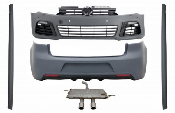 Karosserisett egnet for VW Golf VI 6 MK6 (2008-2013) R20 Design med sideskjørt og komplett eksosanlegg Catback lyddemper |