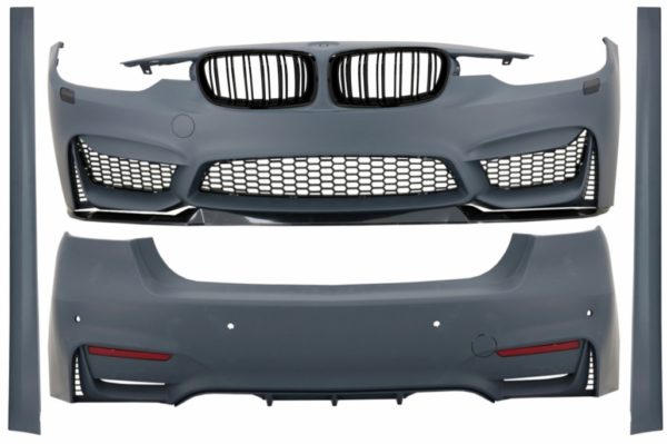 Karosserisett med sentrale gitter Nyre dobbel stripe egnet for BMW 3-serie F30 (2011-2019) M3 CS Look uten tåkelys |