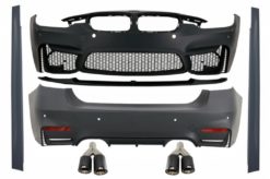 Karosserisett med doble doble eksospotter egnet for BMW F30 (2011-2019) EVO II M3 CS-stil uten tåkelys