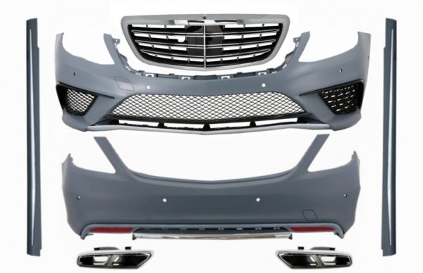 Karosserisett med eksospottespisser Krom og frontgitter egnet for Mercedes S-klasse W222 (2013-06.2017) S63 Design