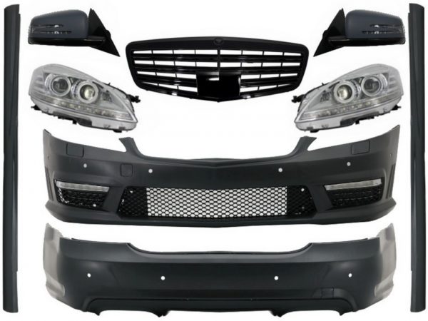 Karosserisett med frontgitter speilmontering og LED-frontlykter egnet for Mercedes S-klasse W221 (2005-2009) LWB