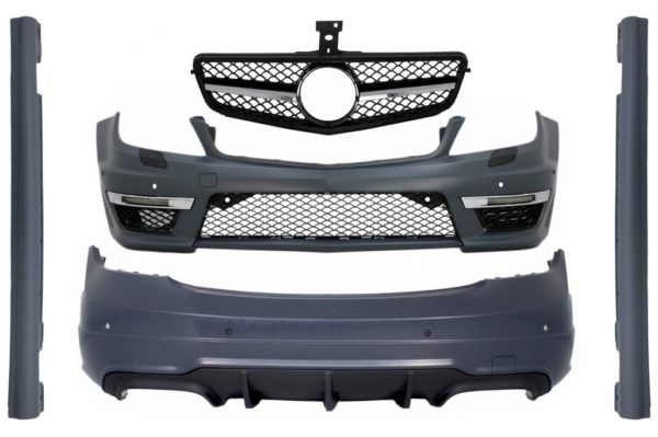 Karosserisett med sportsfrontgrill Svart egnet for Mercedes C-klasse W204 (2007-2014) Facelift C63 Design |