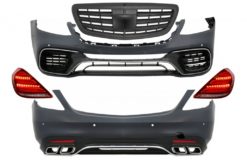 stylingpakke med baklys Full LED sekvensielle dynamiske svinglys og grille matt svart - Mercedes S-Klasse W222 (2013-06.2017) S63 Design
