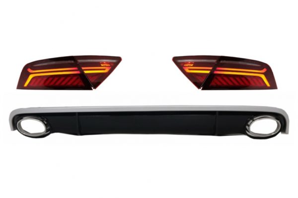 Støtfanger luftdiffuser og eksosspisser med LED-baklys egnet for AUDI A7 4G (2010-2014) RS7 Design |