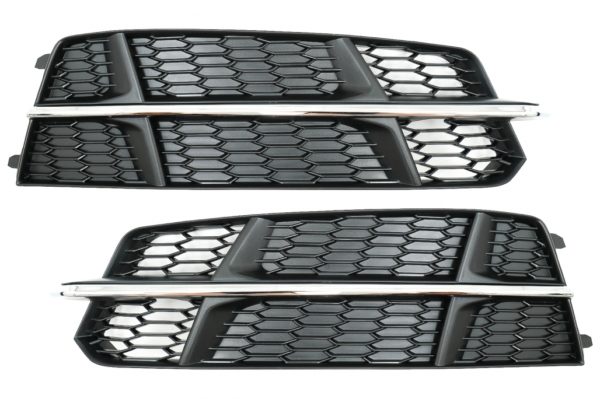 Støtfanger Nedre Grilldeksler Sidegitter egnet for Audi A6 C7 4G S-Line Facelift (2015-2018) Svart krom |