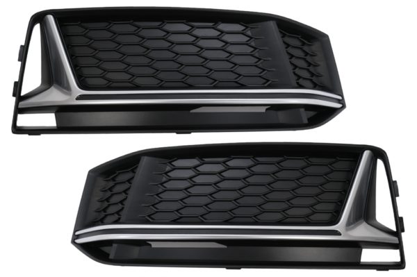 Støtfanger Nedre Grill Sidegitter egnet for Audi A4 B9 Sedan Avant S-Line (2016-2018) RS4 Design Silver Edition