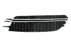 Alternative view of Støtfanger Sidegitter Deksler egnet for Audi A6 C7 4G (2012-2015) RS Design Svart med børstet aluminiuminnlegg