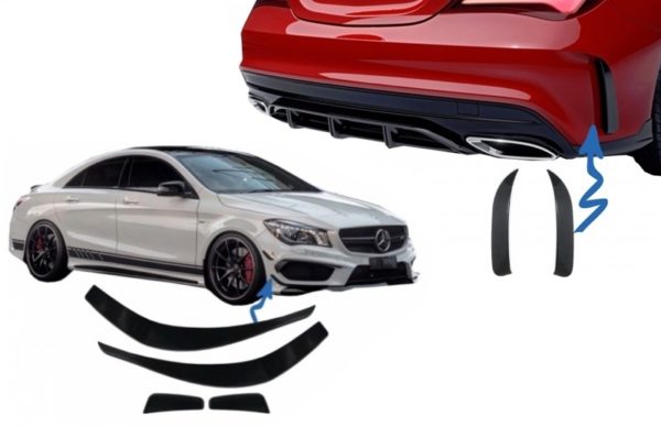 Støtfanger Splittere Finner Sideventilasjonsklaffer Fliser egnet for MERCEDES CLA W117 C117 X117 (2013-2018) CLA45 Design |