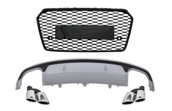 Bumper Valance Air Diffuser med eksospottespisser og frontgitter egnet for Audi A7 4G Facelift (2015-2017) S7 Design