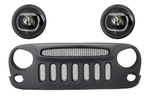 Central Front Grille Spectre Mask med HID Bi-Xenon frontlykter egnet for JEEP Wrangler Rubicon JK (2007-2017) Angry Bird Design