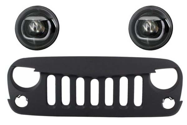 Sentralt frontgitter med HID Bi-Xenon-frontlykter egnet for JEEP Wrangler Rubicon JK (2007-2017) Angry Bird Design |