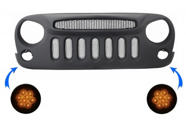 Sentralt frontgitter med LED-blinklys gitterindikator egnet for JEEP Wrangler / Rubicon JK (2007-2017) Angry Bird Design Spectre Mask |