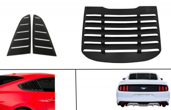 Classic Quarter sidevinduslameller egnet for FORD Mustang Mk6 VI Sixth Generation (2015-2019) med bakvinduslameller Look Black |