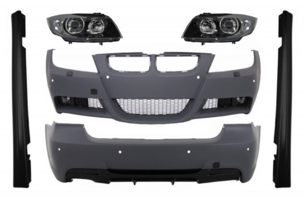 Komplett karosserisett egnet for BMW 3-serie E90 (2005-2008) M-Technik M-Performance Design med frontlykter Angel Eyes Black