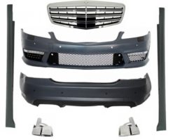 Komplett karosserisett egnet for Mercedes S-klasse W221 LWB (2005-2013) med frontgrill og eksospottespisser