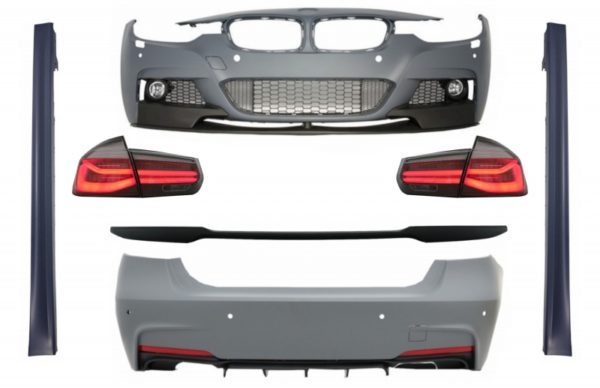 Komplett karosserisett egnet for BMW 3-serie F30 (2011-2019) med bagasjeromsspoiler og LED-baklykter Dynamisk sekvensielt blinklys M-Performance Design |