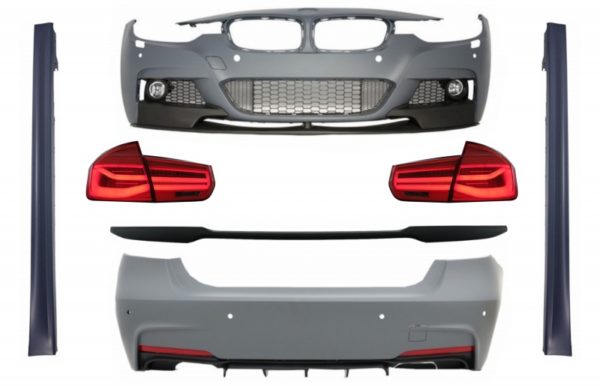 Komplett karosserisett egnet for BMW 3-serie F30 (2011-2019) med bagasjeromsspoiler og LED-baklykter Dynamisk sekvensielt blinklys M-Performance Design