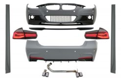 Komplett karosserisett egnet for BMW 3-serie F30 (2011-2019) M-Performance-design med bagasjeromspoiler og LED-baklykter Dynamic Red Smoke