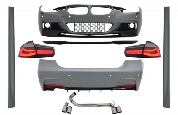 Komplett karosserisett egnet for BMW 3-serie F30 (2011-2019) M-Performance-design med bagasjeromspoiler og LED-baklykter Dynamic Red Smoke |