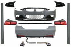 Komplett kroppssett egnet for BMW 3-serie F30 (2011-2019) M-Performance Design med speildeksler Piano Black og LED-baklykter Dynamic Red Smoke