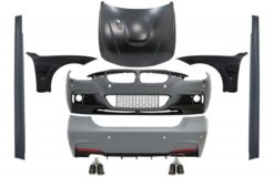 Komplett karosserisett egnet for BMW 3-serie F30 (2011-2019) M-Performance-design med doble tvillingspisser karbon og forskjermer, svart og panserpanser