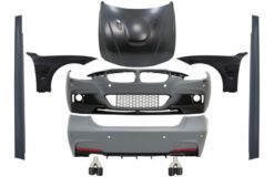 Komplett karosserisett egnet for BMW 3-serie F30 (2011-2019) M-Performance-design med doble tvillingspisser Carbon Shiny og frontskjermer svart og panserpanser