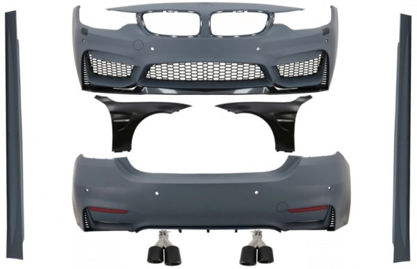 Komplett karosserisett egnet for BMW 4-serie F32 F33 Coupe Cabrio (2013-2017) med forskjermer og doble doble eksospotter Carbon Fiber M4 Design