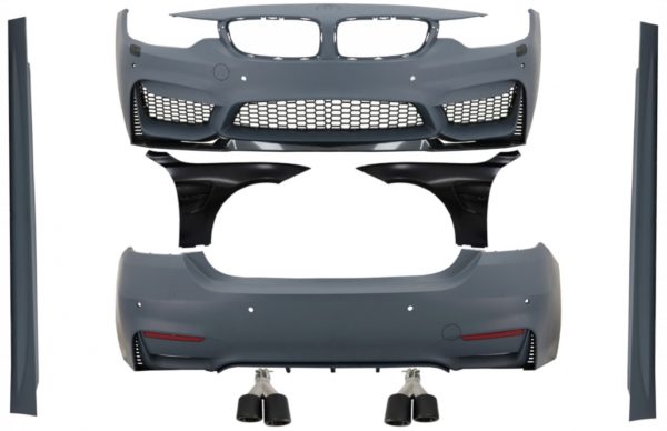 Komplett karosserisett egnet for BMW 4-serie F32 F33 Coupe Cabrio (2013-2017) med forskjermer og doble doble eksospotter Carbon Fiber M4 Design