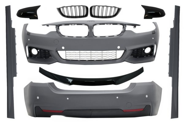 Komplett karosserisett egnet for BMW 4-serie F32 Coupe (2013-up) bagasjeromsspoiler med sentrale gitter og speildeksler Sport Design