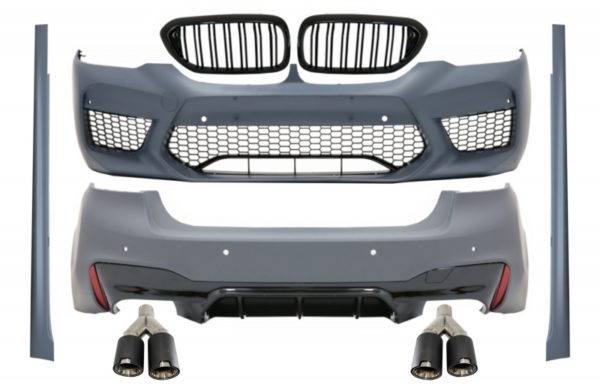 Komplett karosserisett egnet for BMW 5-serie G30 (2017-opp) med sentralgitter doble striper og doble doble eksospotter Carbon Fiber Matt M5 Design |
