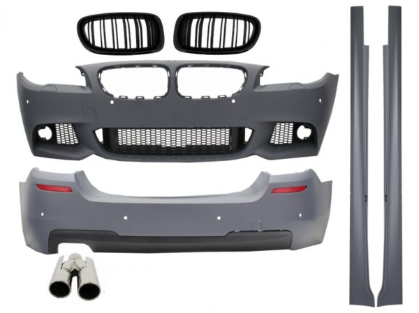 Komplett karosserisett egnet for BMW F10 5-serien (2011-) M-Technik Design med eksospottespisser og gitter dobbel stripe |