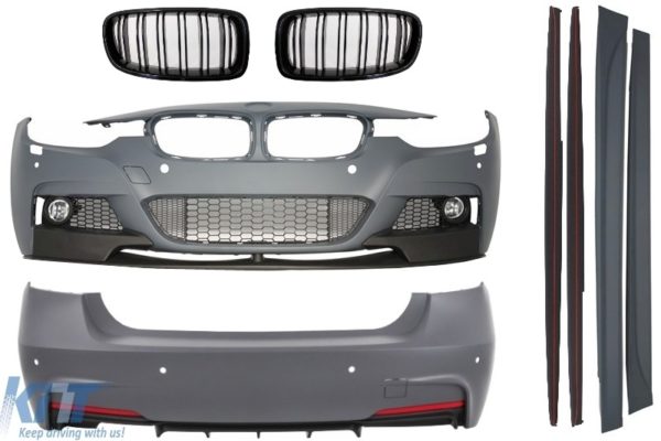 Komplett kroppssett egnet for BMW F30 (2011-up) M-Performance Design med sentralgitter Double Stripe M Design Piano Black |