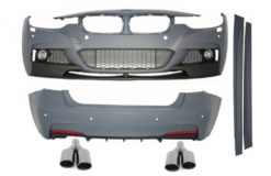 Komplett kroppssett egnet for BMW F30 (2011-up) M-Performance Design + Eksoslyddemper tips Quad M-Power Black