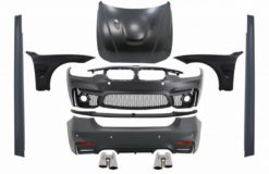 Stylingsett - BMW F30 (2011-2019) EVO II M3 CS Design med frontskjerm svart og Panser panser og eksos stusser krom