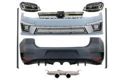 Komplett karosserisett egnet for VW Golf 7 VII 5G1 (2012-2017) R400 Design med komplett eksosanlegg og frontlykter 3D LED DRL Gul FLYTENDE dynamiske sekvensielle svinglys