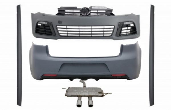 Komplett karosserisett egnet for VW Golf VI 6 R20 Look (2008-2013) med komplett eksosanlegg R20-montering