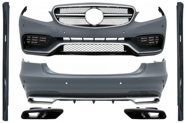 Komplett karosserisett med svarte eksosspisser som passer for Mercedes E-Klasse W212 Facelift (2013-2016) E63 Design