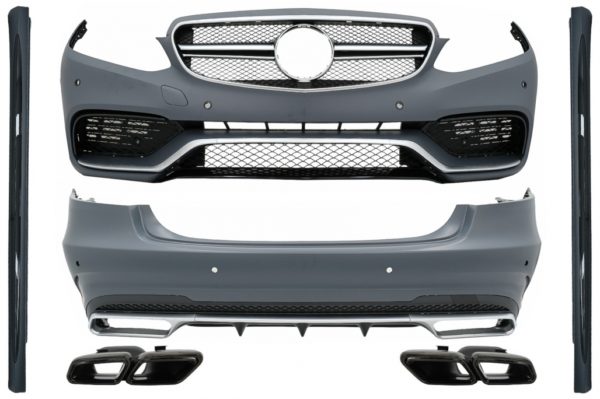 Komplett karosserisett med svarte eksosspisser som passer for Mercedes E-Klasse W212 Facelift (2013-2016) E63 Design