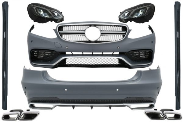 Komplett karosserisett med eksosspisser og LED Xenon-frontlykter egnet for Mercedes E-Klasse W212 (2013-2016) E63 Design