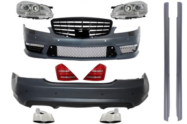 Stylingsett med frontgrill piano svart - Mercedes-Benz S-klasse W221 2005-2009 (LWB) Facelift A-Design