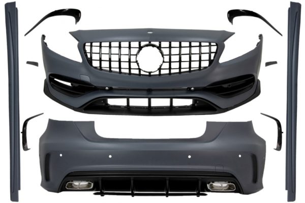 Komplett karosserisett med gitter egnet for Mercedes A-klasse W176 (2012-2018) Facelift A45 Design