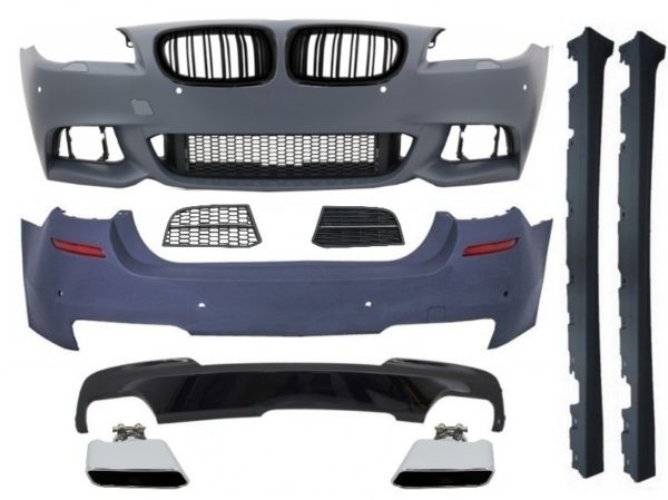 Komplett kroppssett med nyregitter egnet for BMW 5-serie F10 (2010-2017) M-Technik 550i Design Brilliant Black Edition